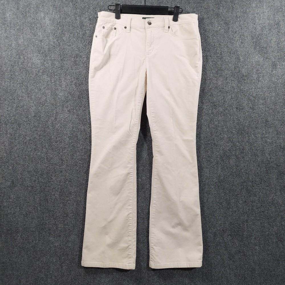 Lauren Ralph Lauren Pants Womens 8 White Corduroy Bootcut Stretch 5 Pocket